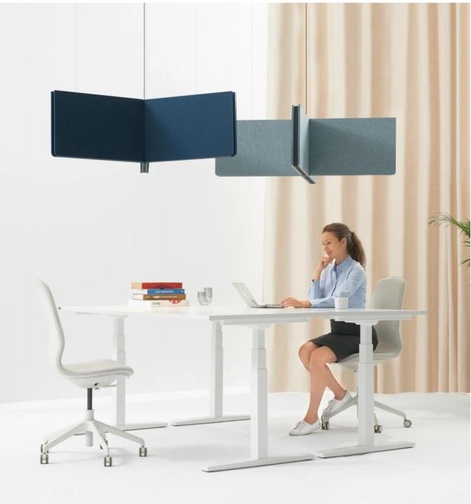 KO-XYM-0142 acoustic wing lights above a meeting table