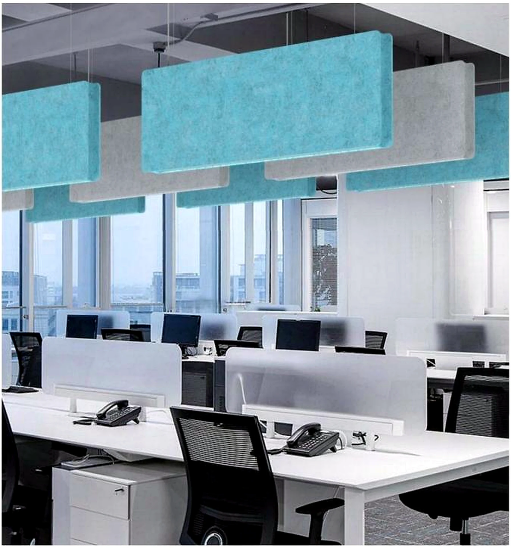 KO-XYM-0085 acoustic linear light in a commercial interior scene