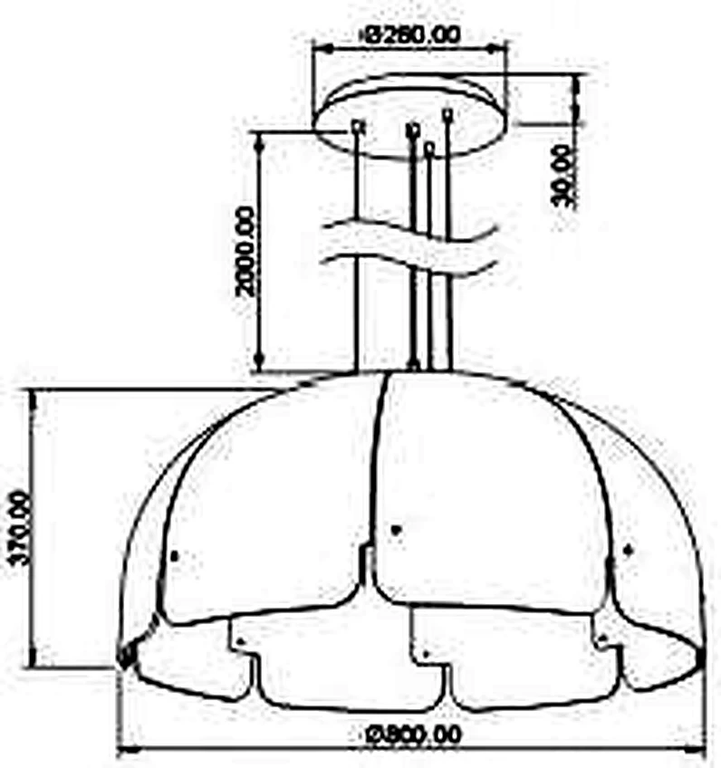 KO-XYM-0156 acoustic pendant light line drawing