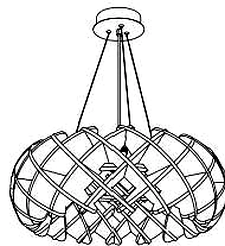 KO-XYM-0161 acoustic pendant light line drawing