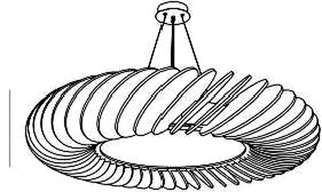 KO-XYM-0182 acoustic pendant light line drawing