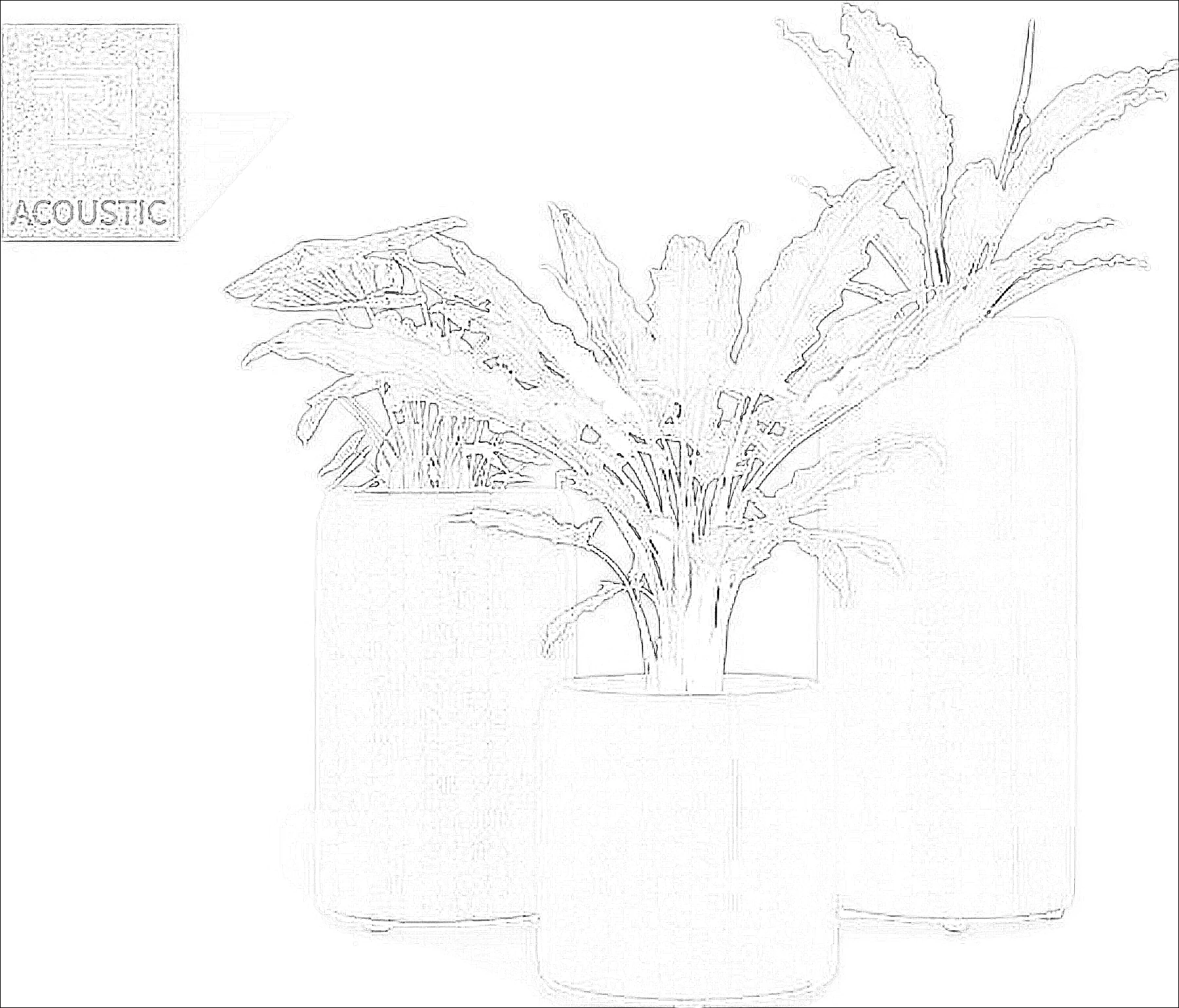 KO-XYM-0201 PET felt acoustic product line drawing generated from exact-model product image