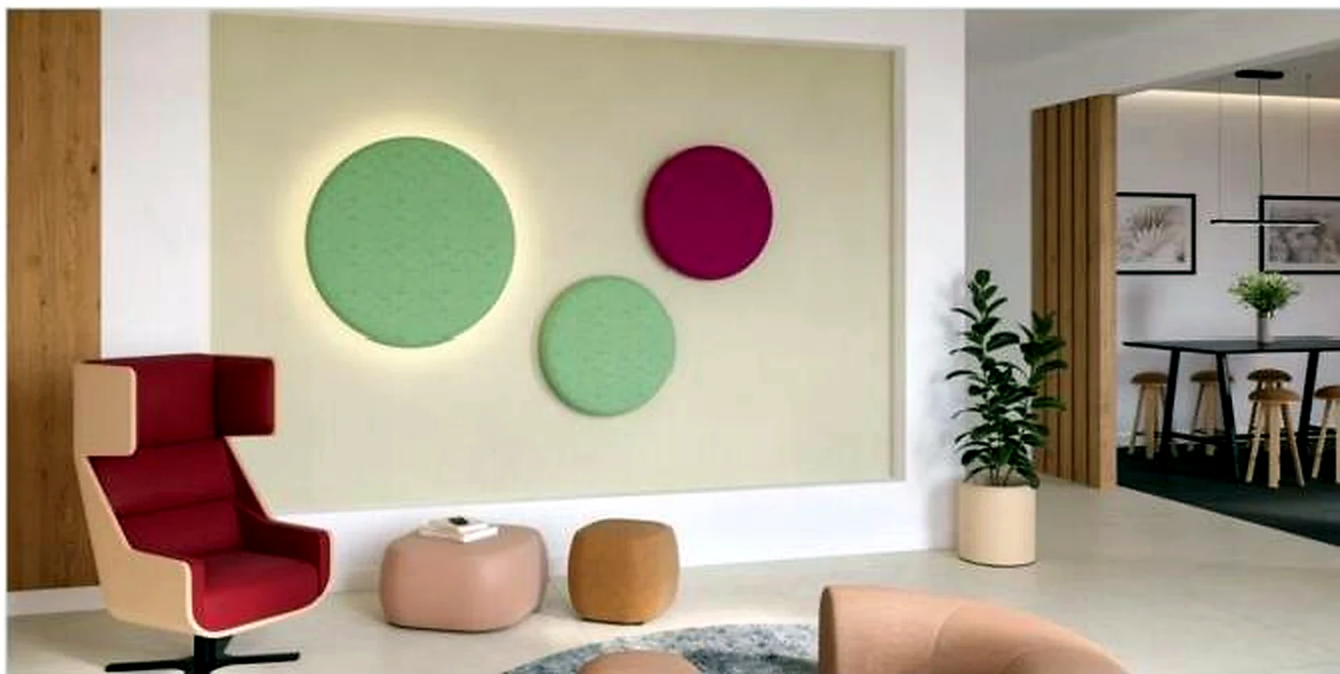 KO-XYM-0215 acoustic ceiling and wall light scene application